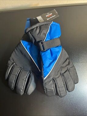 Arctic Trail Men's Ski Gloves - Black & Royal Blue Large New with Tags